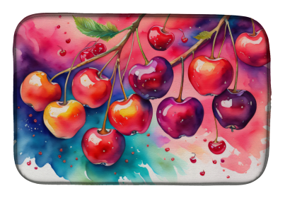 Colorful Fruit Dish Drying Mat (Dog Breed: Cherries 1834, size: 14  x 21")