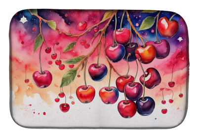 Colorful Fruit Dish Drying Mat (Dog Breed: Cherries 1835, size: 14  x 21")