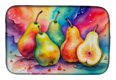 Colorful Fruit Dish Drying Mat (Dog Breed: Pears 1838, size: 14  x 21")