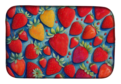Colorful Fruit Dish Drying Mat (Dog Breed: Strawberries 1843, size: 14  x 21")
