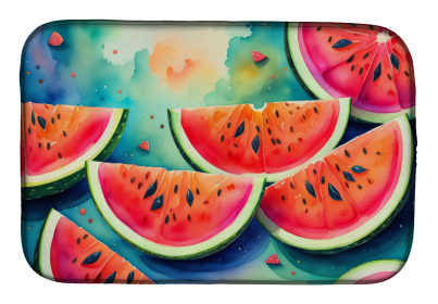 Colorful Fruit Dish Drying Mat (Dog Breed: Watermelons 1844, size: 14  x 21")