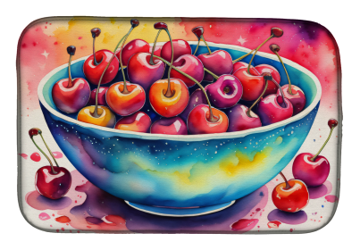 Colorful Fruit Dish Drying Mat (Dog Breed: Cherries 1847, size: 14  x 21")