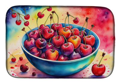 Colorful Fruit Dish Drying Mat (Dog Breed: Cherries 1848, size: 14  x 21")