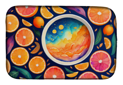 Colorful Fruit Dish Drying Mat (Dog Breed: Oranges 1854, size: 14  x 21")