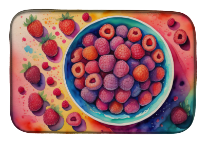 Colorful Fruit Dish Drying Mat (Dog Breed: Raspberries 1862, size: 14  x 21")