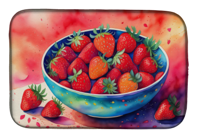 Colorful Fruit Dish Drying Mat (Dog Breed: Strawberries 1864, size: 14  x 21")