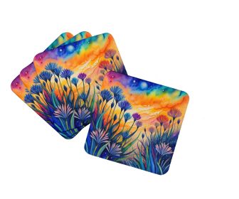 Colorful Flowers Foam Coasters (Design: Agapanthus 1920, size: 3.5)