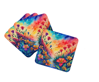 Colorful Flowers Foam Coasters (Design: Alstroemerias 1921, size: 3.5)