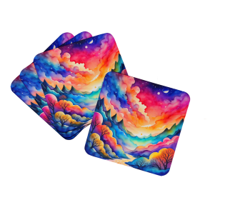 Colorful Flowers Foam Coasters (Design: Amaranths 1922, size: 3.5)