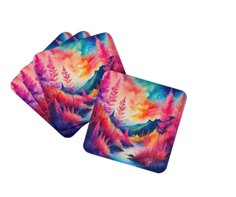 Colorful Flowers Foam Coasters (Design: Astilbe 1926, size: 3.5)