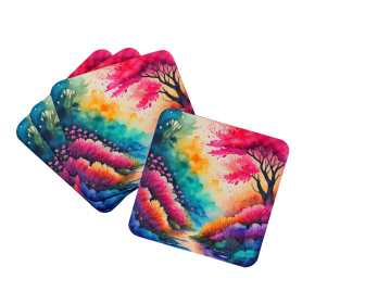 Colorful Flowers Foam Coasters (Design: Azaleas 1928, size: 3.5)