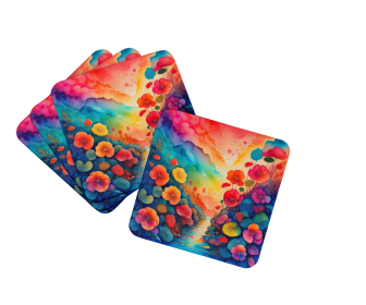 Colorful Flowers Foam Coasters (Design: Begonias 1930, size: 3.5)