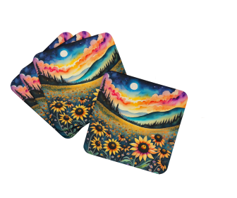 Colorful Flowers Foam Coasters (Design: Black-eyed Susans 1931, size: 3.5)