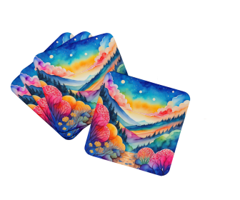 Colorful Flowers Foam Coasters (Design: Brunia 1933, size: 3.5)