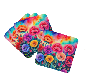 Colorful Flowers Foam Coasters (Design: Carnations 1940, size: 3.5)