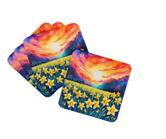 Colorful Flowers Foam Coasters (Design: Daffodils 1946, size: 3.5)