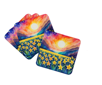 Colorful Flowers Foam Coasters (Design: Daffodils 1947, size: 3.5)