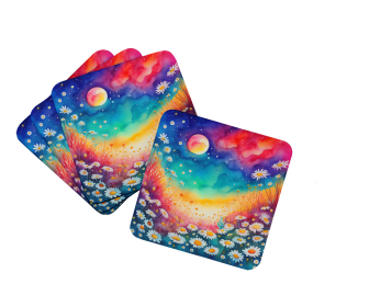 Colorful Flowers Foam Coasters (Design: Daisies 1951, size: 3.5)