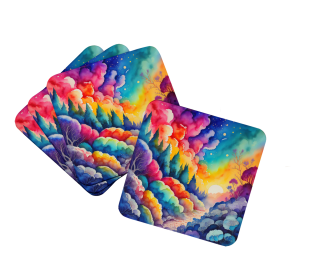 Colorful Flowers Foam Coasters (Design: Dusty Miller 1954, size: 3.5)