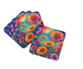 Colorful Flowers Foam Coasters (Design: Gerbera Daisies 1960, size: 3.5)