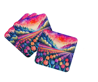 Colorful Flowers Foam Coasters (Design: Hyacinths 1963, size: 3.5)