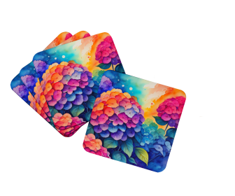 Colorful Flowers Foam Coasters (Design: Hydrangeas 1965, size: 3.5)