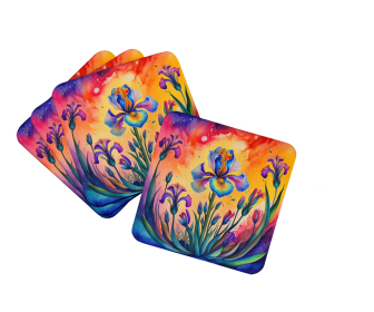Colorful Flowers Foam Coasters (Design: Iris 1967, size: 3.5)