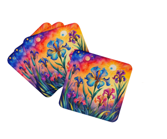 Colorful Flowers Foam Coasters (Design: Iris 1968, size: 3.5)