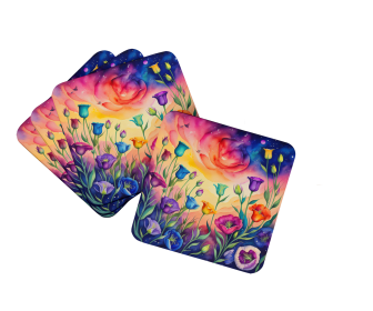 Colorful Flowers Foam Coasters (Design: Lisianthus 1972, size: 3.5)