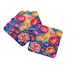 Colorful Flowers Foam Coasters (Design: Peonies 1981, size: 3.5)