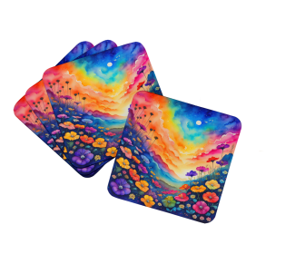 Colorful Flowers Foam Coasters (Design: Petunias 1984, size: 3.5)