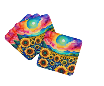 Colorful Flowers Foam Coasters (Design: Sunflowers 1993, size: 3.5)