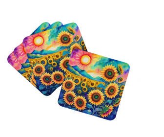 Colorful Flowers Foam Coasters (Design: Sunflowers 1994, size: 3.5)