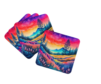 Colorful Flowers Foam Coasters (Design: Yarrow 1999, size: 3.5)