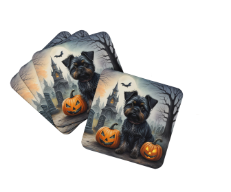 Spooky Halloween Foam Coasters (Dog Breed: Affenpinscher 2001, size: 3.5)