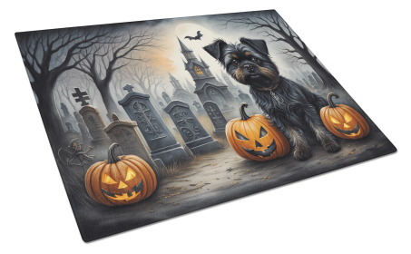 Spooky Halloween Glass Cutting Board (Dog Breed: Affenpinscher 2001, size: large)
