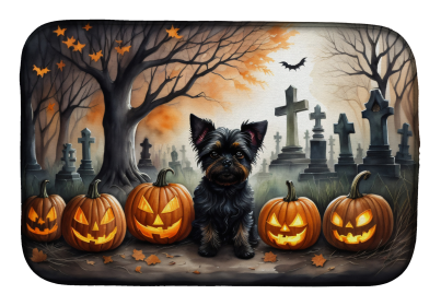 Spooky Halloween Dish Drying Mat (Dog Breed: Affenpinscher 2002, size: 14  x 21")