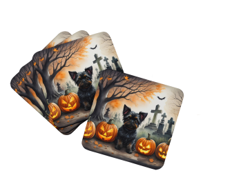Spooky Halloween Foam Coasters (Dog Breed: Affenpinscher 2002, size: 3.5)