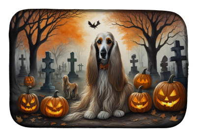 Spooky Halloween Dish Drying Mat (Dog Breed: Afghan Hound 2003, size: 14  x 21")