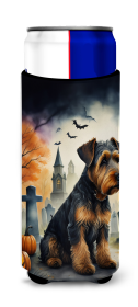 Spooky Halloween Hugger for Ultra Slim Cans (Dog Breed: Airedale Terrier 2004, size: Slim Can)