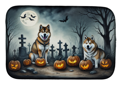 Spooky Halloween Dish Drying Mat (Dog Breed: Akita 2005, size: 14  x 21")