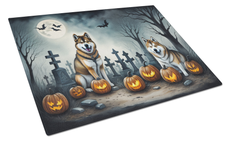 Spooky Halloween Glass Cutting Board (Dog Breed: Akita 2005, size: large)