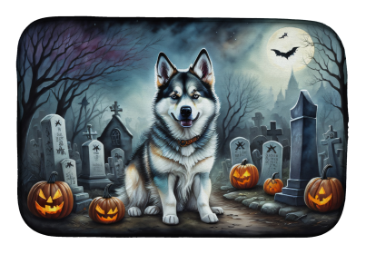 Spooky Halloween Dish Drying Mat (Dog Breed: Alaskan Malamute 2006, size: 14  x 21")
