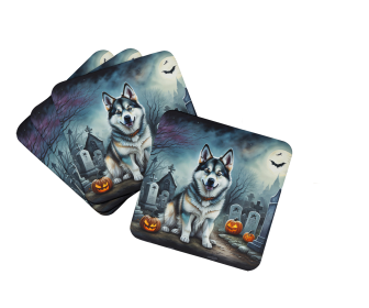 Spooky Halloween Foam Coasters (Dog Breed: Alaskan Malamute 2006, size: 3.5)