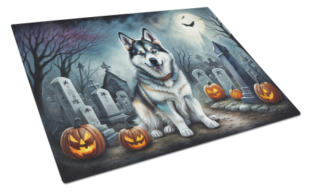 Spooky Halloween Glass Cutting Board (Dog Breed: Alaskan Malamute 2006, size: large)