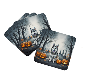 Spooky Halloween Foam Coasters (Dog Breed: Alaskan Malamute 2007, size: 3.5)