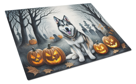 Spooky Halloween Glass Cutting Board (Dog Breed: Alaskan Malamute 2007, size: large)