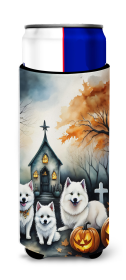 Spooky Halloween Hugger for Ultra Slim Cans (Dog Breed: American Eskimo 2008, size: Slim Can)