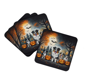 Spooky Halloween Foam Coasters (Dog Breed: Australian Shepherd 2009, size: 3.5)