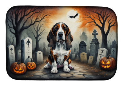 Spooky Halloween Dish Drying Mat (Dog Breed: Basset Hound 2010, size: 14  x 21")